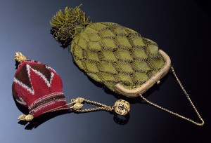 Netted silk and thread, with hinged gilt frame, 19thC (photo credit: Victorian and Albert Museum). 