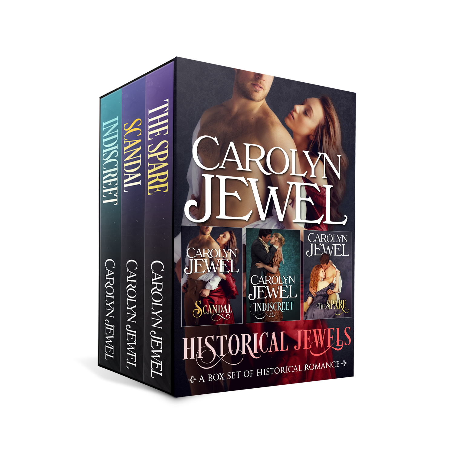 Fancy 3-D cover for Historical Jewels, 3 Regency Romances