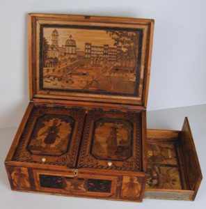 POW straw work marquetry work box