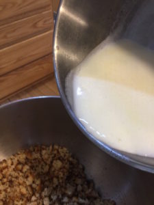 Boiling milk about to go into the mixture